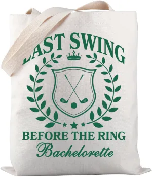 PWHAOO Golf Bachelorette Tote Bag Last Swing Before The Ring Bachelorette Tote Bag Golf Bachelorette Party Gift