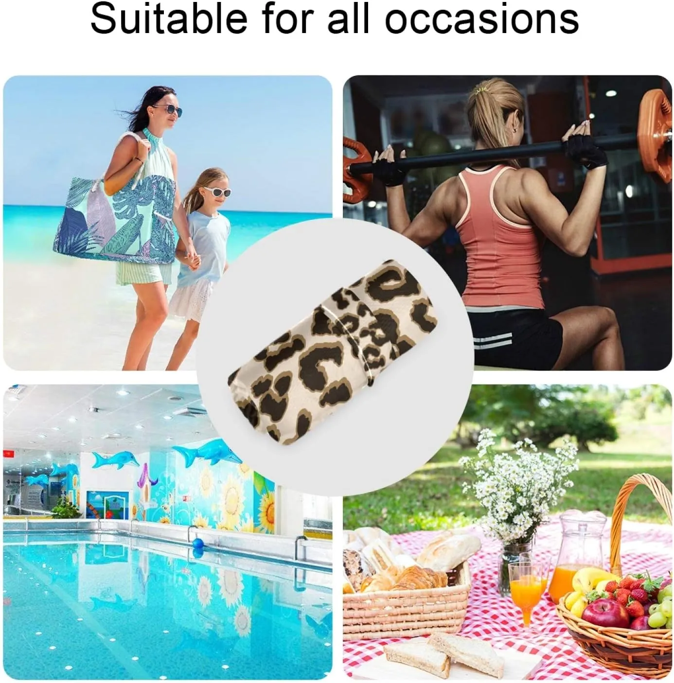 Qilmy 2pcs Leopard Wet Dry Bag Waterproof Reusable Baby Cloth Diaper Wet Dry Organizer for Travel, Beach, Stroller, Diapers, Wet Swimsuits, Toiletries