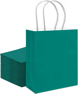 qiqee 30PCS Medium Gift Bag with Handles Bulk 11"x5"x8" Gift Bags Deep Green Bags Multiple Uses (Medium Size)