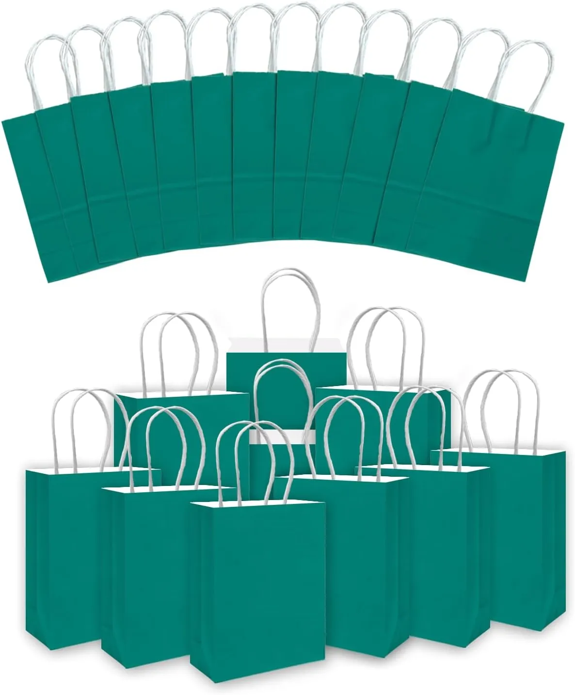 qiqee 30PCS Medium Gift Bag with Handles Bulk 11"x5"x8" Gift Bags Deep Green Bags Multiple Uses (Medium Size)