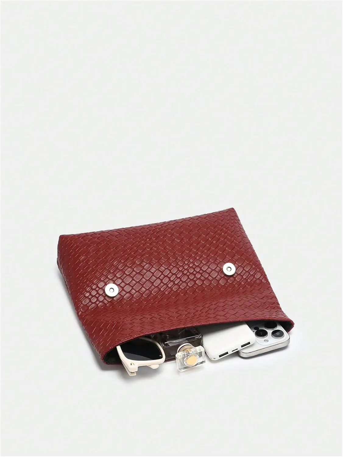 QWINEE Women's Woven Leather Clutch Purses Braided Vintage Evening Handbags