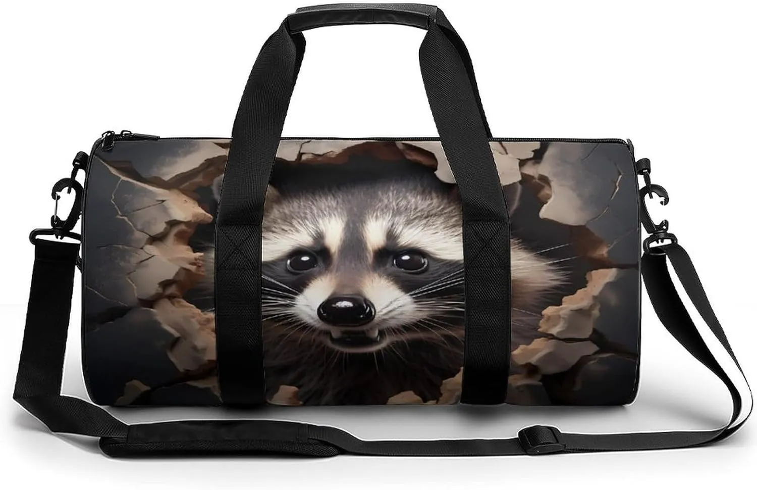 Raccoon Gym Bag Travel Waterproof Duffel Bag Carryon Overnight Bags Tote Bags for Sports