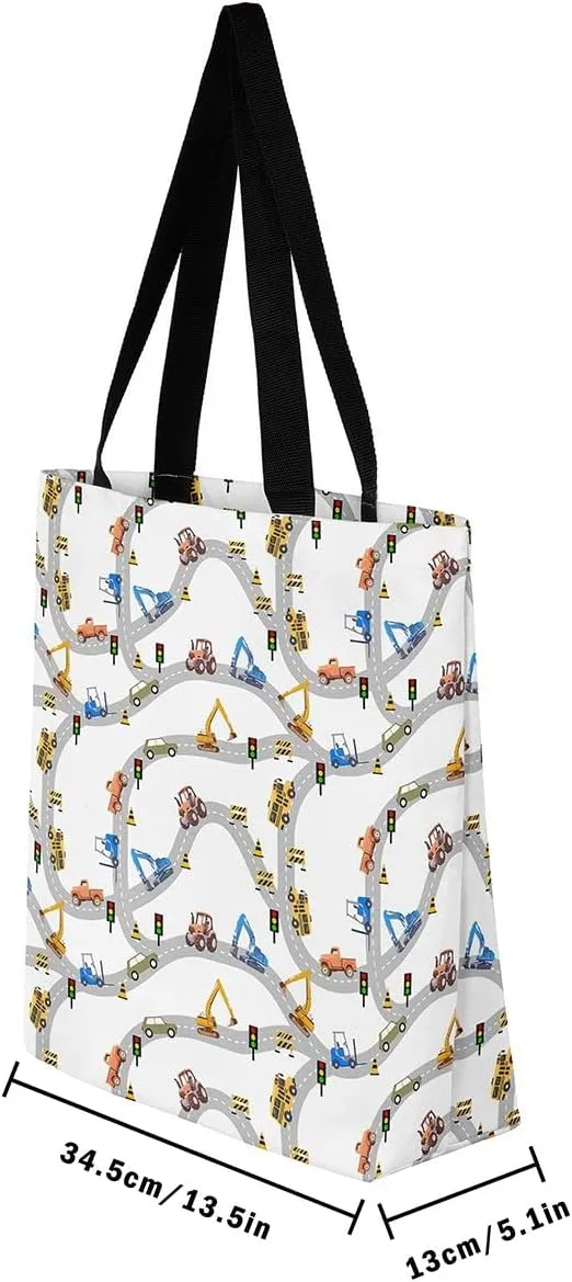 Race Car Canvas Bag for Kids Boys Girls,Red and Blue Sports Car Canvas Tote Bag