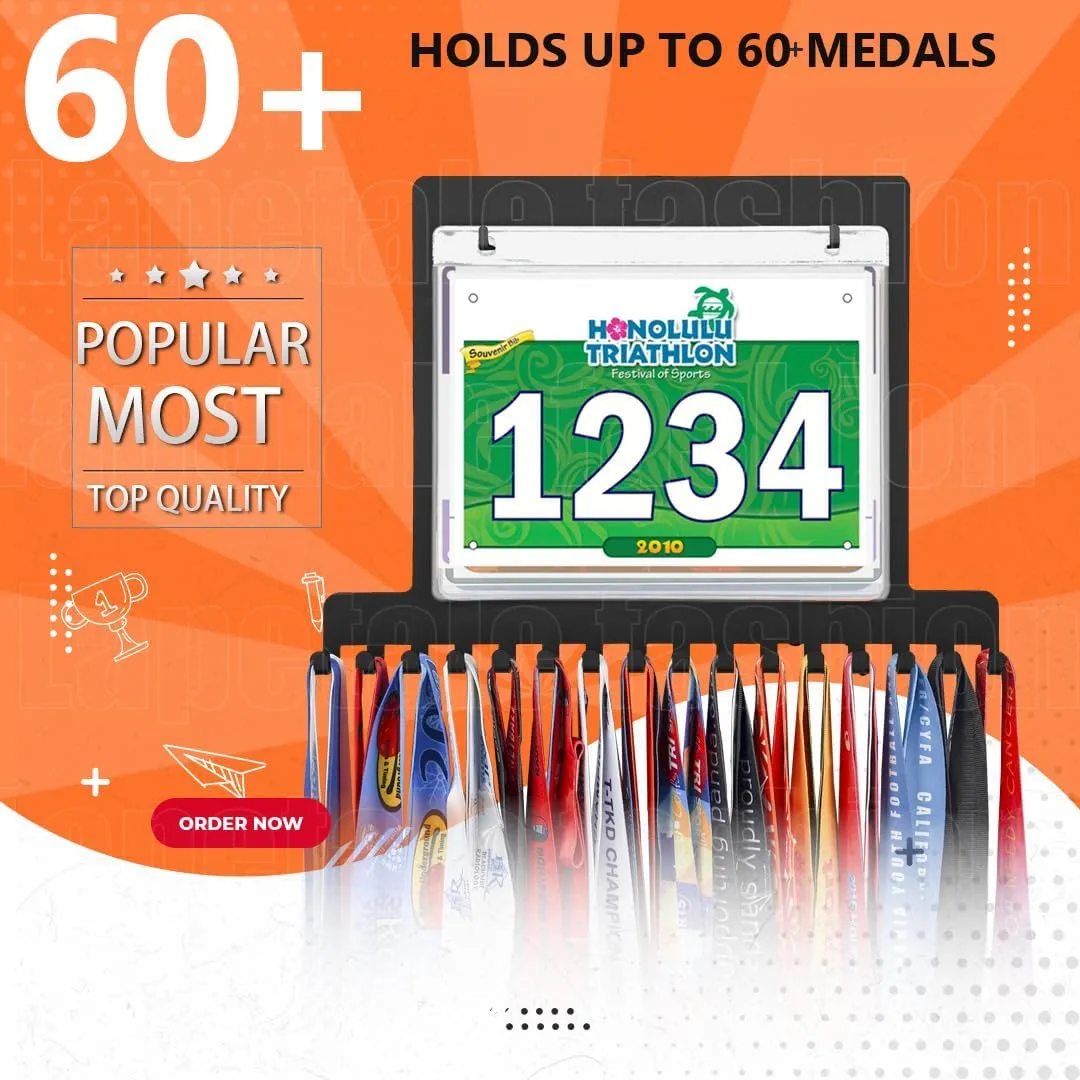 Race Medal Holder Wall Hanger,Marathon Medal Display and Runner Medal Hanger Display,Bib Running Medal Display, Running Medal Hanger Display,Medal Holder for Wall,Gifts For Runners Athlete Luxurious