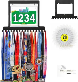 Race Medal Holder Wall Hanger,Marathon Medal Display and Runner Medal Hanger Display,Bib Running Medal Display, Running Medal Hanger Display,Medal Holder for Wall,Gifts For Runners Athlete Luxurious