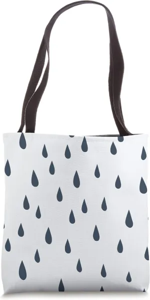 Rain Drops Pattern in Navy on Blue AEV091 Tote Bag