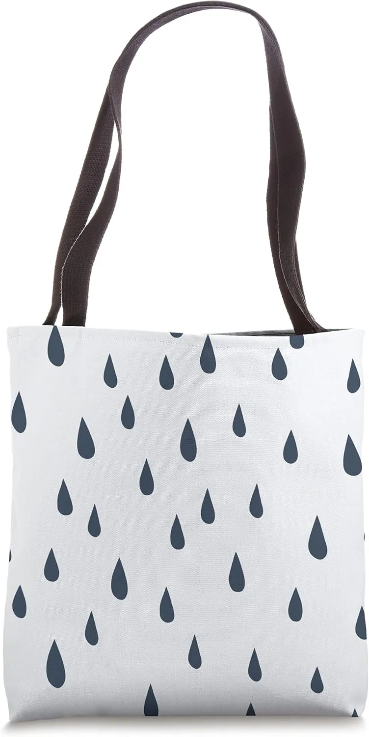 Rain Drops Pattern in Navy on Blue AEV091 Tote Bag