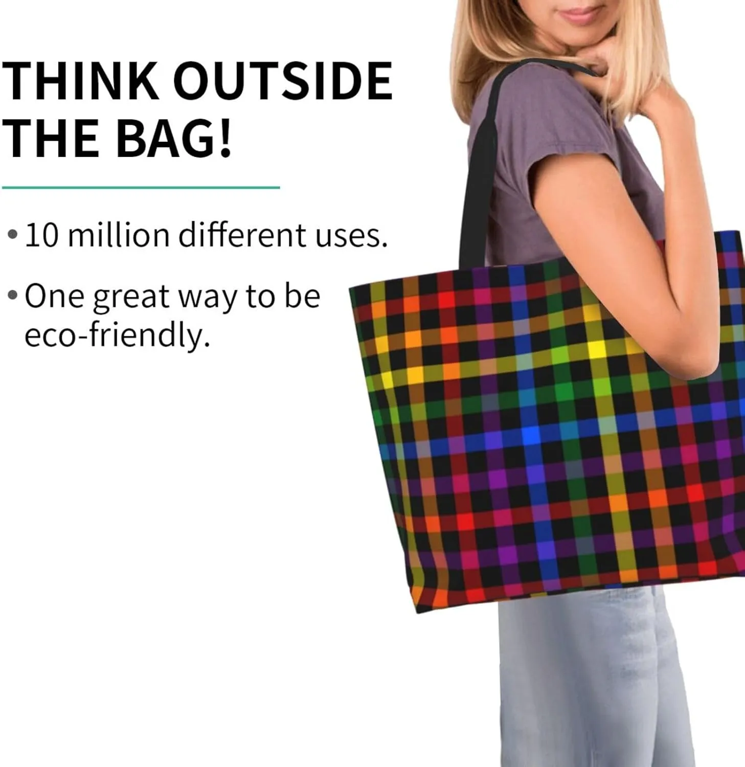 Rainbow LGBT Gay Pride Tote Bag for Women Men Large Reusable Grocery Shoulder Bags for Shopping, Gym, Beach