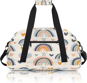 Rainbow Pattern Small Gym Bag 18 inch Carry On Duffel Bag for Weekender Travel Sports Workout Yoga Gymnastics Dance Ballet