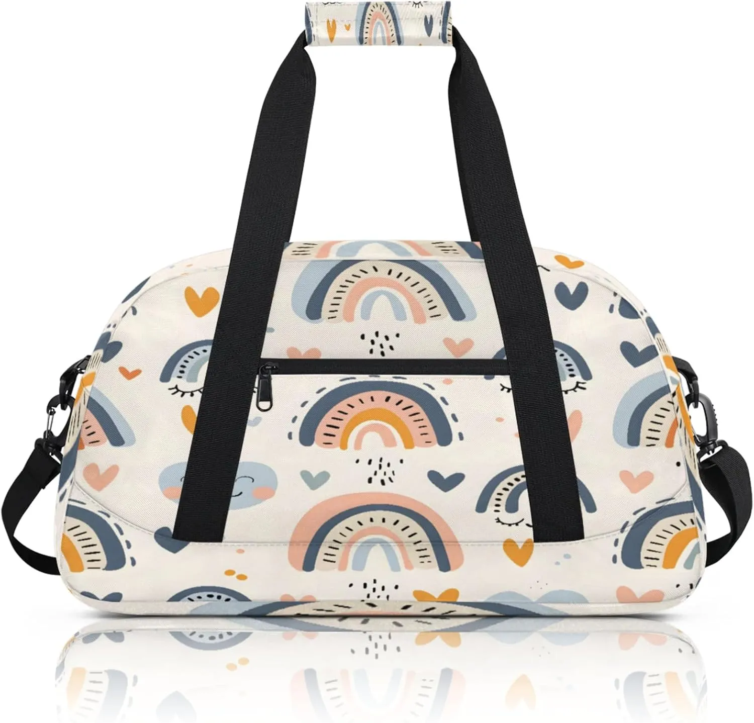 Rainbow Pattern Small Gym Bag 18 inch Carry On Duffel Bag for Weekender Travel Sports Workout Yoga Gymnastics Dance Ballet