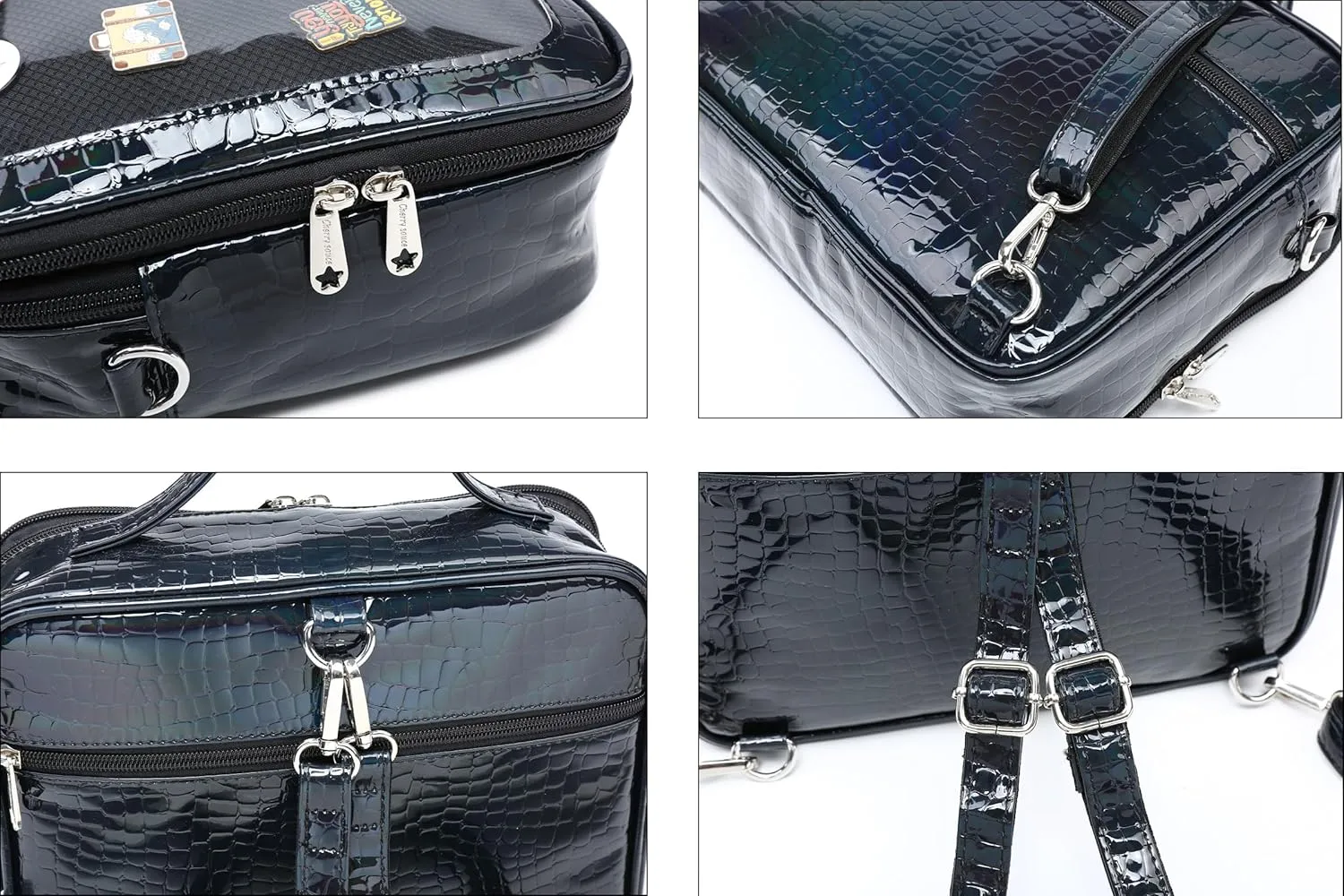 RAINBOW SMILE Ita Backpack Crossbody Bag - Kawaii Pin Display Denim PU Messenger Shoulder Bag