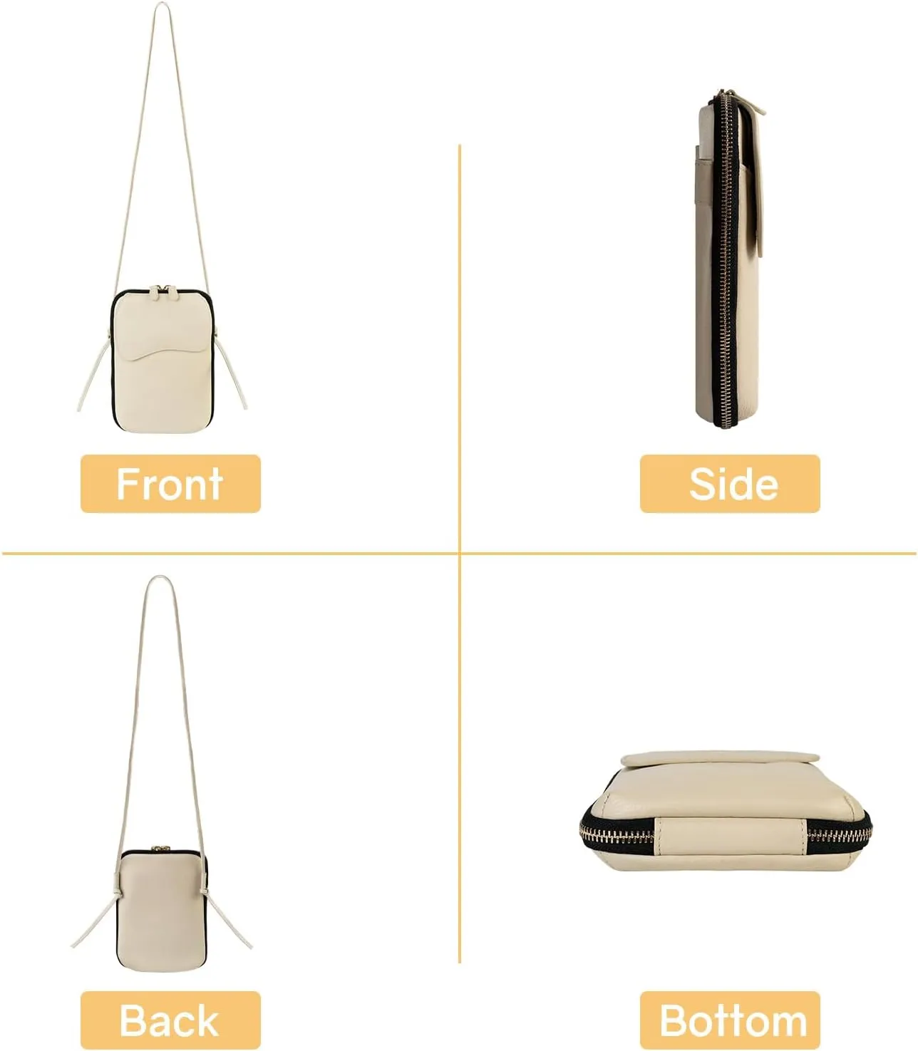 REAL LEATHER CROSSBODY HANDBAG FOR WOMEN,SMALL SIZE PHONE BAGS WITH MAGNETIC LOCK,ZIPPER CLOSURE