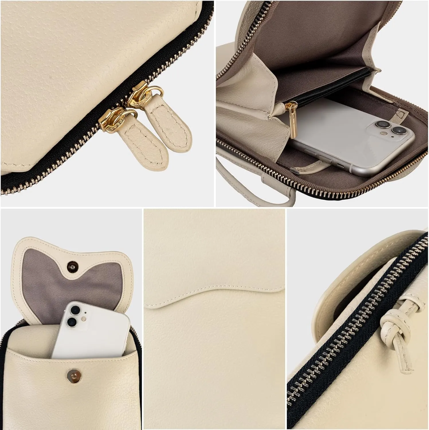 REAL LEATHER CROSSBODY HANDBAG FOR WOMEN,SMALL SIZE PHONE BAGS WITH MAGNETIC LOCK,ZIPPER CLOSURE