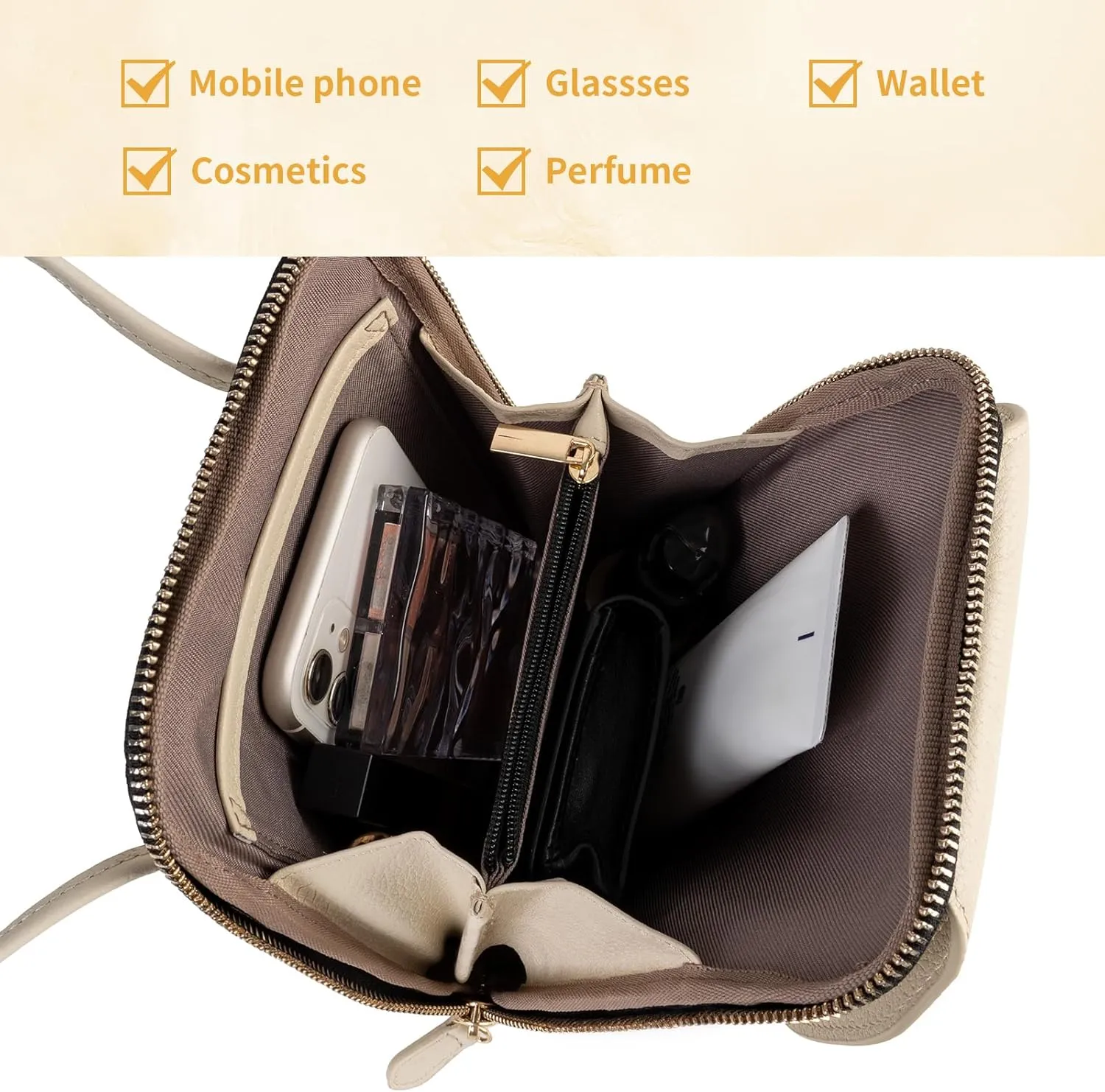 REAL LEATHER CROSSBODY HANDBAG FOR WOMEN,SMALL SIZE PHONE BAGS WITH MAGNETIC LOCK,ZIPPER CLOSURE