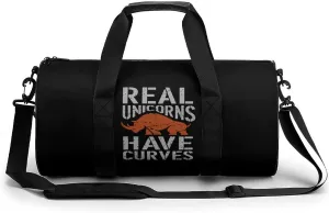 Real Unicorns Have Curves Small Gym Bag for Men Women Swim Dance Travel Tote Duffle Bags with Shoulder Strap, style