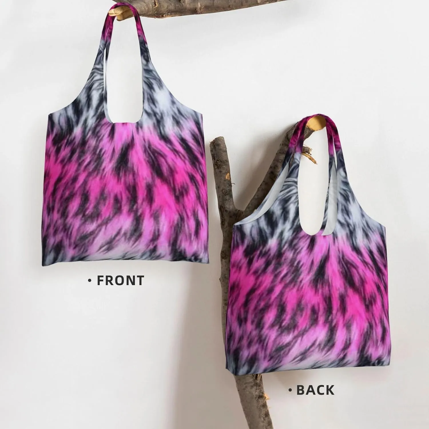 Realistic Tiger Skin Print Canvas Tote Bags Reusable Shopping Bag Handbag for Shopper Beach Gifts