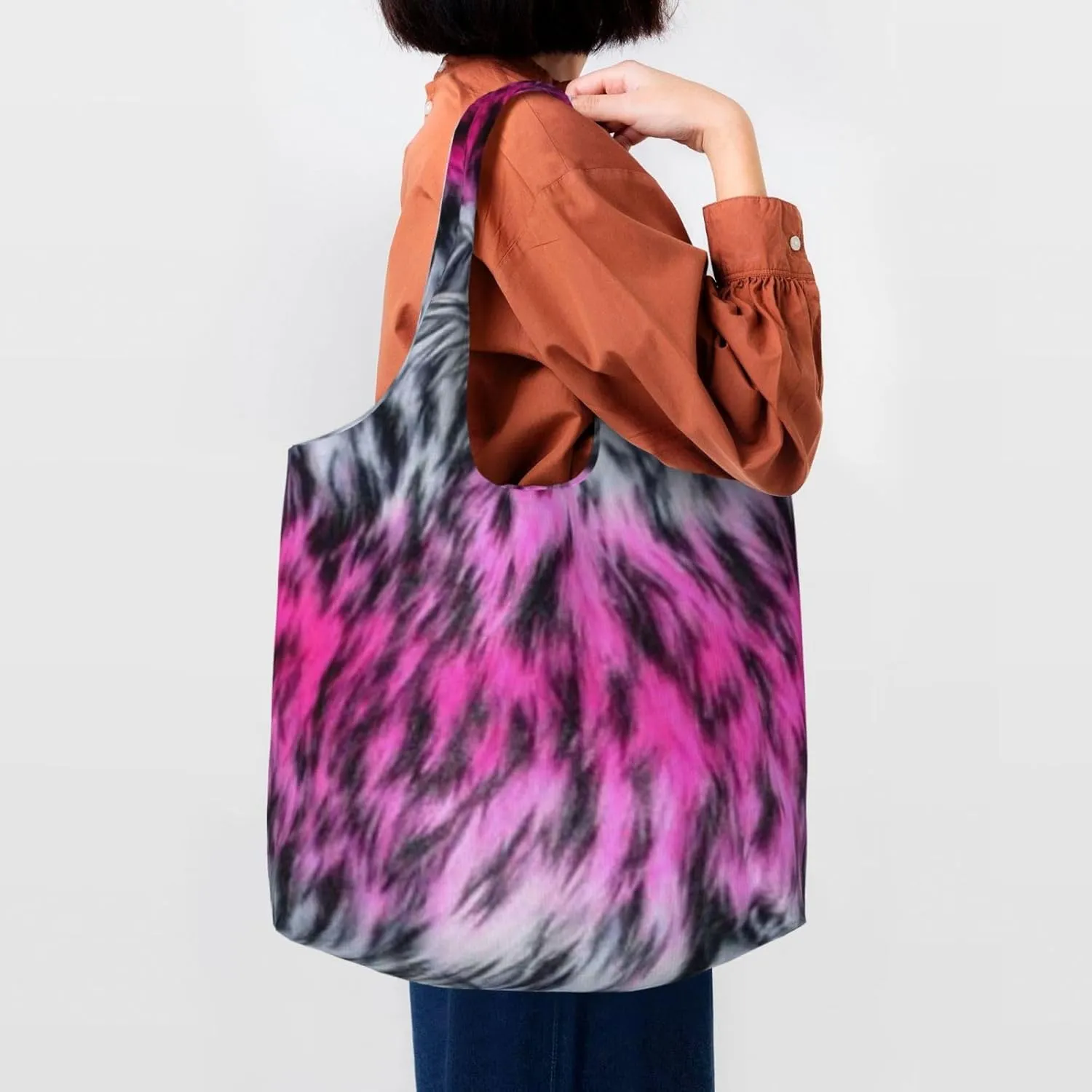 Realistic Tiger Skin Print Canvas Tote Bags Reusable Shopping Bag Handbag for Shopper Beach Gifts