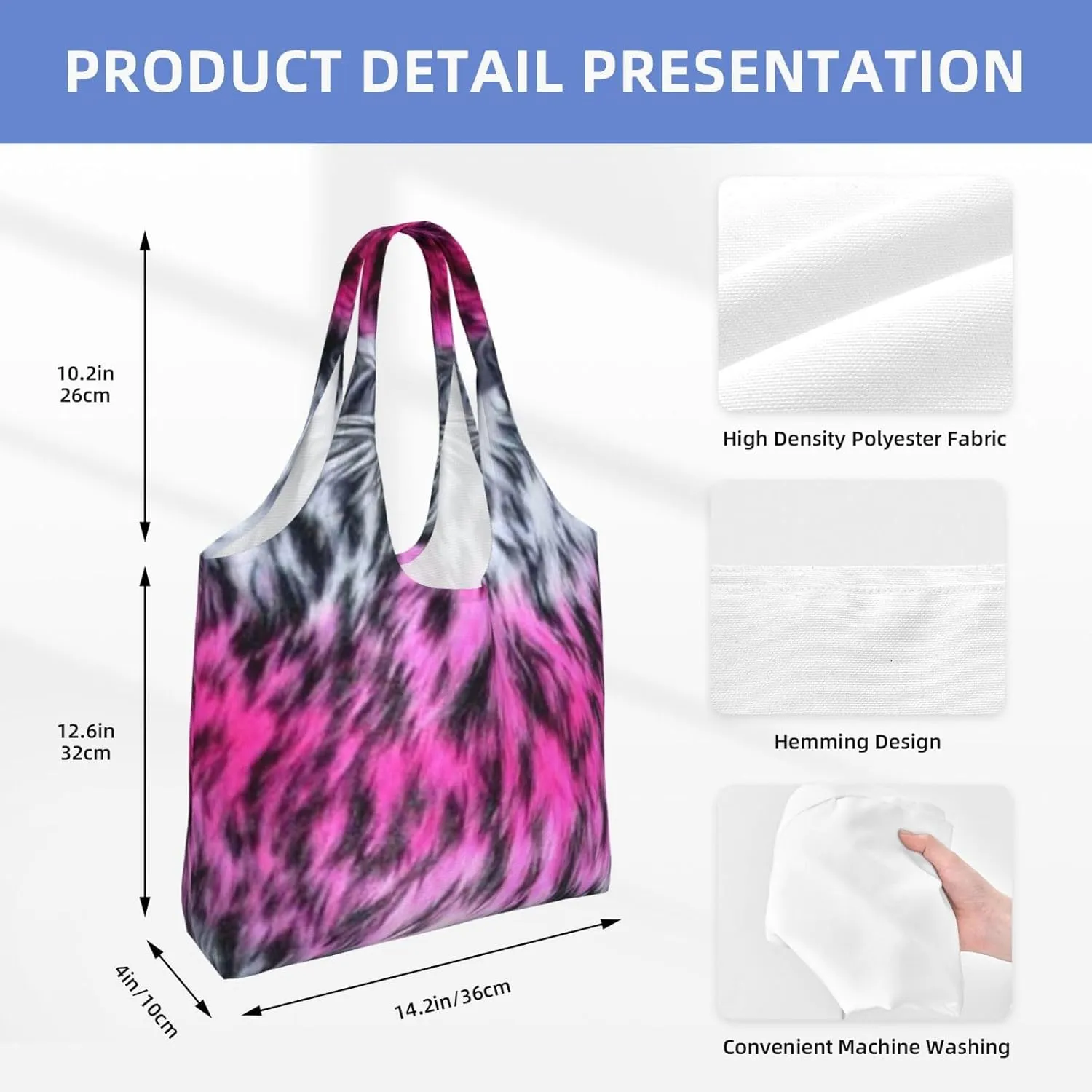 Realistic Tiger Skin Print Canvas Tote Bags Reusable Shopping Bag Handbag for Shopper Beach Gifts