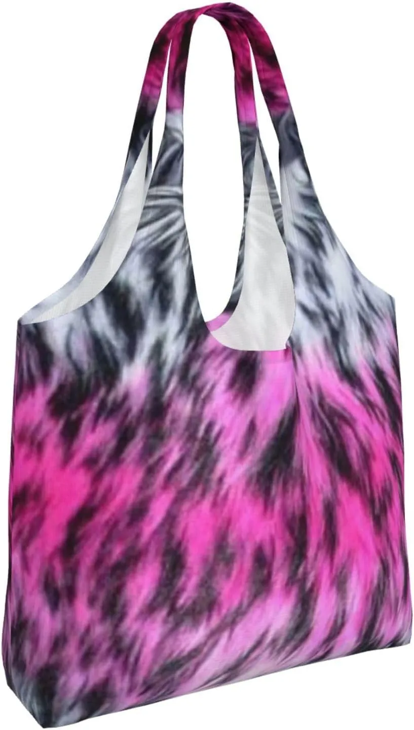 Realistic Tiger Skin Print Canvas Tote Bags Reusable Shopping Bag Handbag for Shopper Beach Gifts