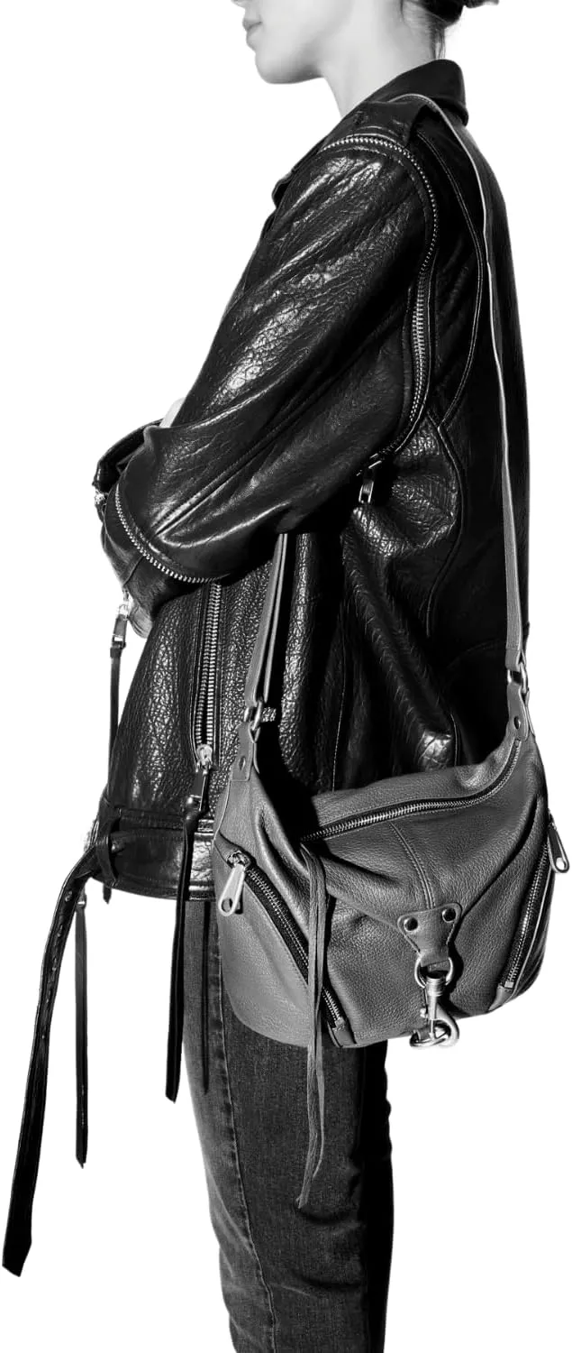 Rebecca Minkoff Small Julian Crossbody, Black/Palladium Silver Hardware