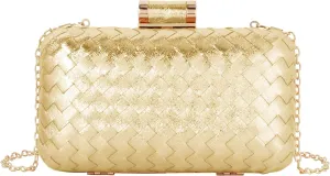 Reberomantic Women Lattice Pattern Metal Handbag Chain Geometric Evening Clutch Purse