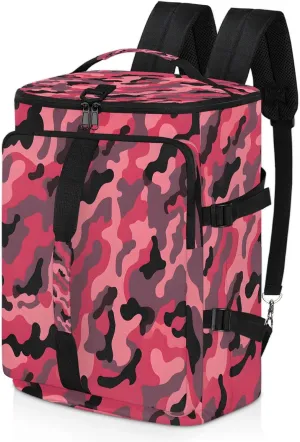 Red Camo Gym Bags for Men Women Sports Backpack with Shoe Compartment 3-in-1 Tactical Duffle Bag for Overnight Weekender Travel