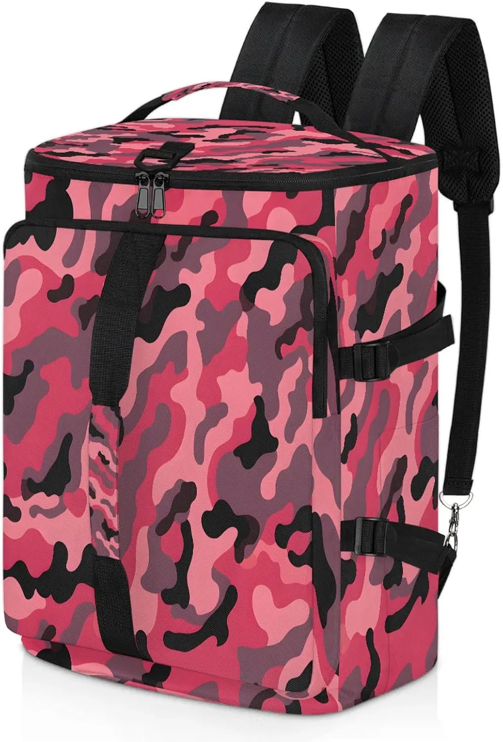 Red Camo Gym Bags for Men Women Sports Backpack with Shoe Compartment 3-in-1 Tactical Duffle Bag for Overnight Weekender Travel