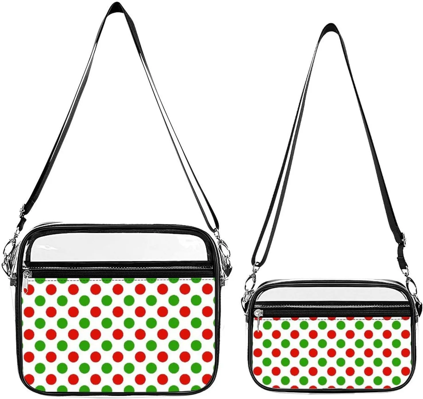 Red Green Polka Dots Transparent Cross Bag Two-piece Set