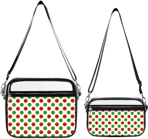 Red Green Polka Dots Transparent Cross Bag Two-piece Set
