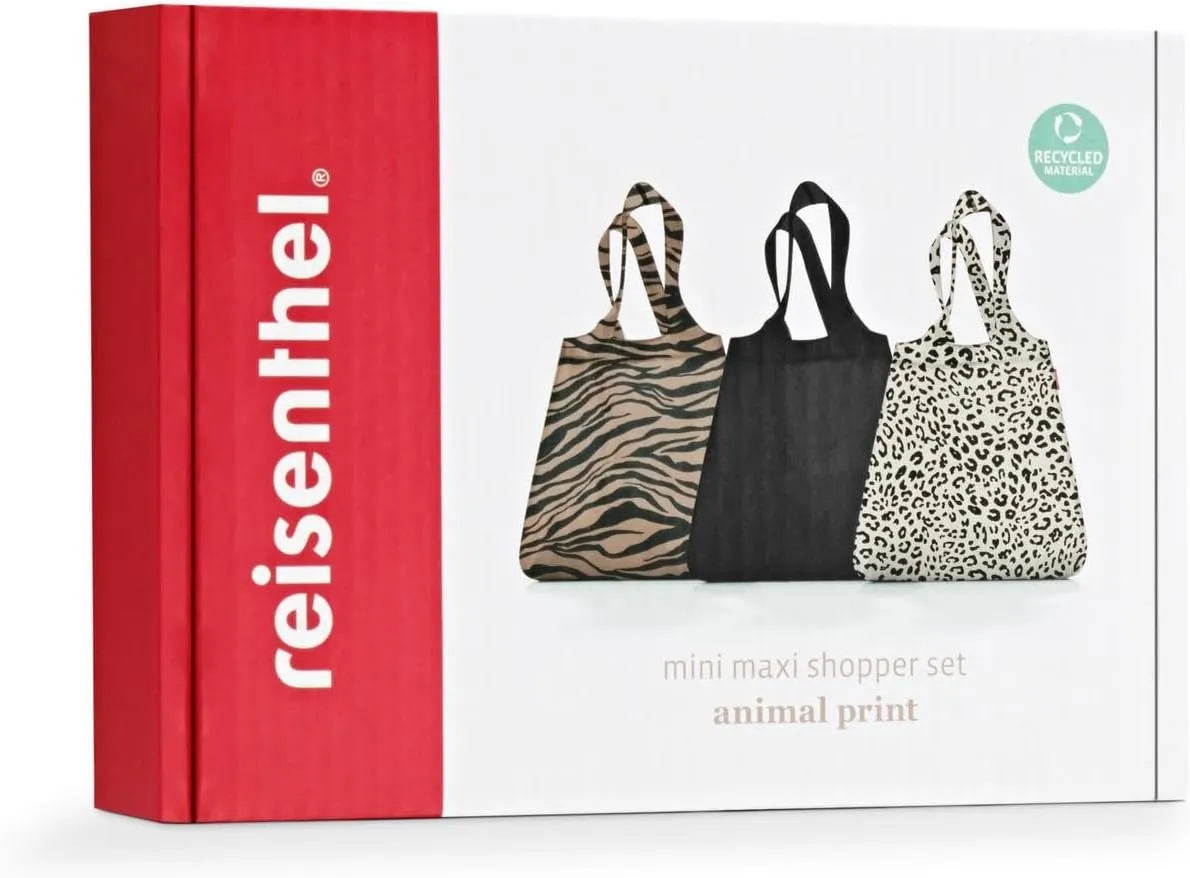 reisenthel mini maxi shopper animal print (Set of 3 bags) - foldable shopping bag with attractive design - water repellent