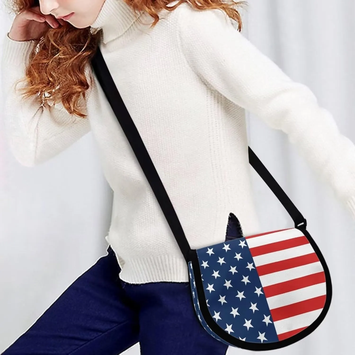 Renewold American Flag Print Crossbody Purse for Boys Girls Crossbody Handbags Travel Party School Crossbody Bag Messenger Cross Body Bag Shoulder Bag with Zip Closure Inner Pocket