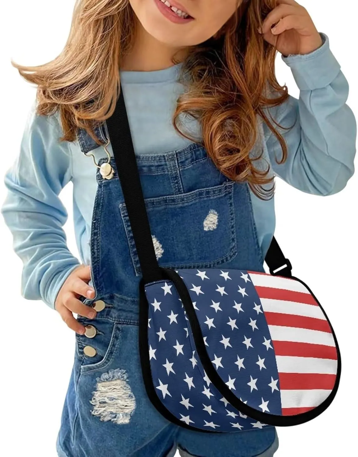 Renewold American Flag Print Crossbody Purse for Boys Girls Crossbody Handbags Travel Party School Crossbody Bag Messenger Cross Body Bag Shoulder Bag with Zip Closure Inner Pocket