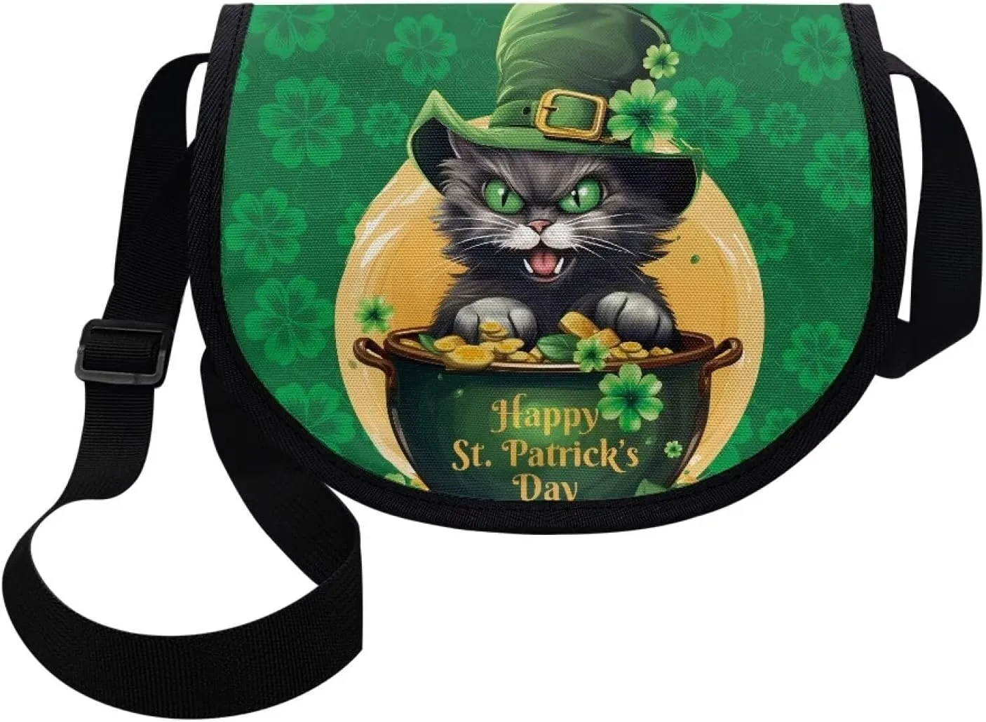 Renewold Happy St. Patrick's Day Print Crossbody Purse, Boys Girls Cross Body Bag, Messenger Bags with Adjustable Strap, Little Kids Teens Shoulder Bag, Crossbody Handbags for Wallet Keys Snacks