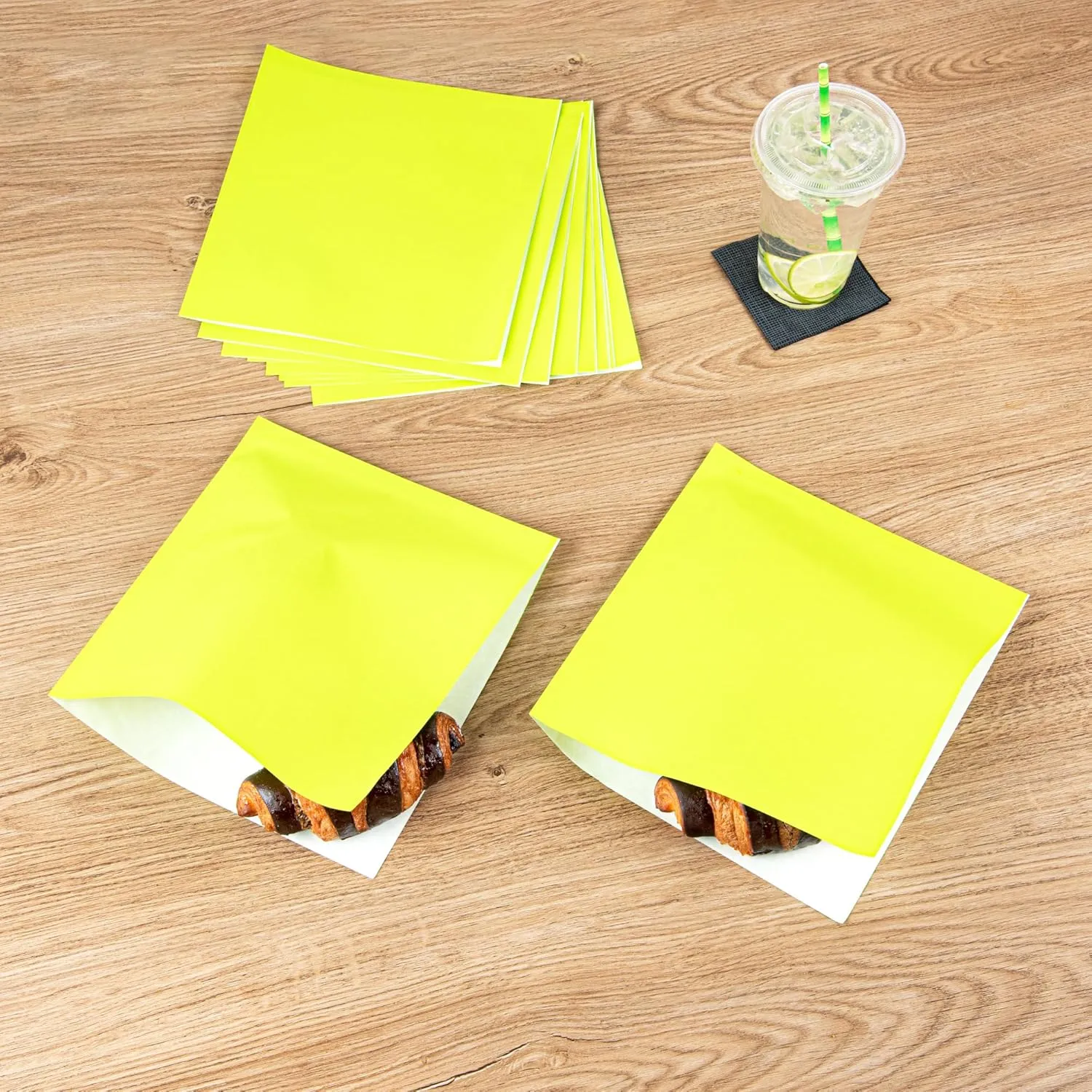 Restaurantware Bag Tek 10 x 9 Inch Double Open Bags 100 Large Deli Paper Sheets - Disposable Greaseproof Green Paper Deli Wrap Liners For Snacks Cookies And More