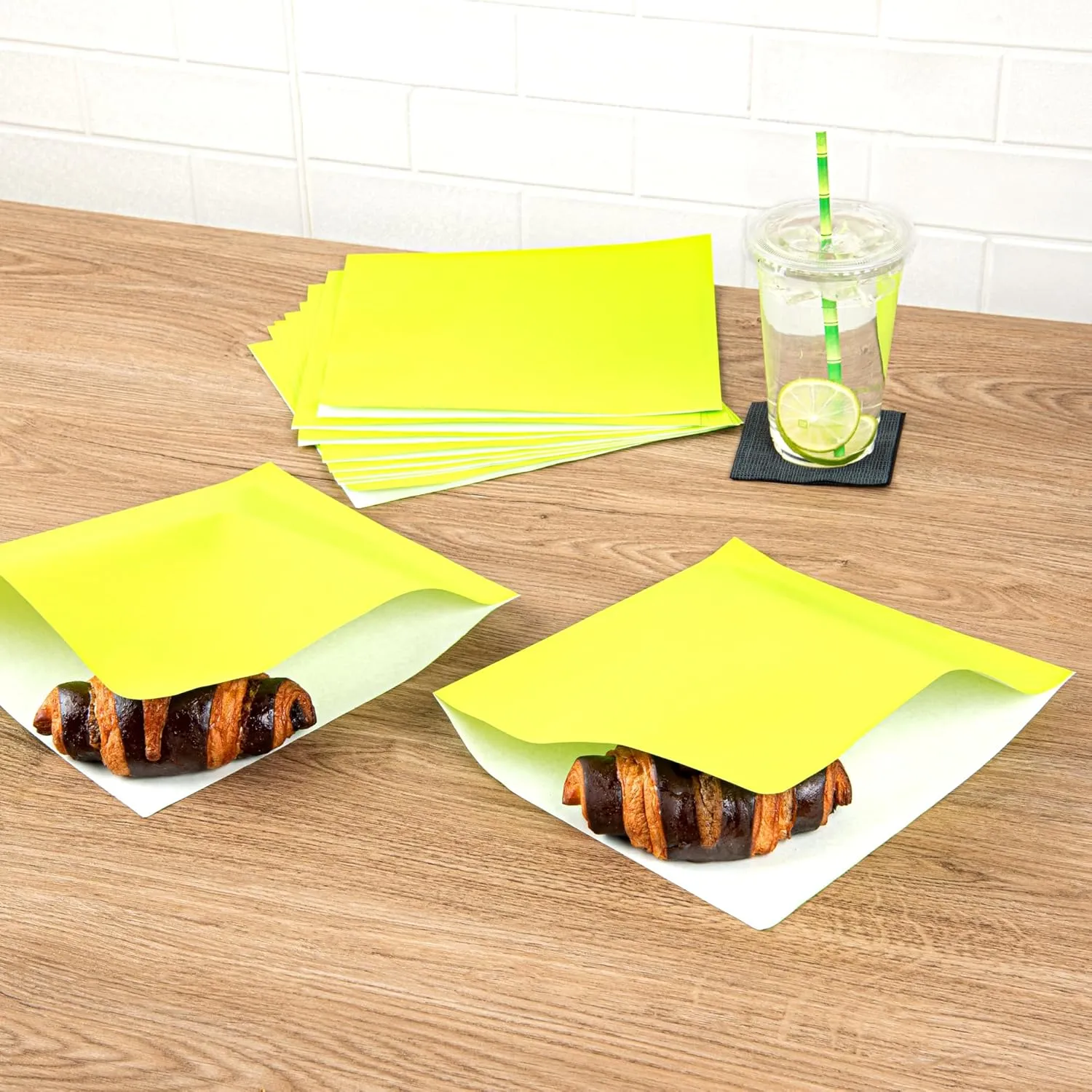 Restaurantware Bag Tek 10 x 9 Inch Double Open Bags 100 Large Deli Paper Sheets - Disposable Greaseproof Green Paper Deli Wrap Liners For Snacks Cookies And More