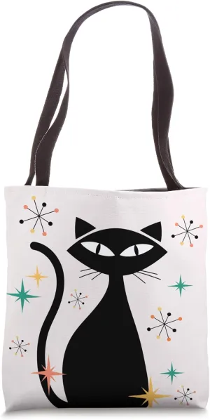 Retro Atomic Age Mid-Century Cat Vintage Space Modern Design Tote Bag