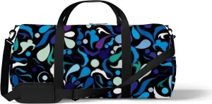 Retro Blue Floral Texture Sports Bag Tote Bag Waterproof Gym Bag with Shoulder Strap Zipper 2 Side Pockets for Men and Women, Travel and Storage Shoulder Bag.