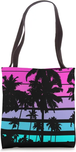 Retro Eighties 80s & 90s Beach Style design with palm trees Tote Bag