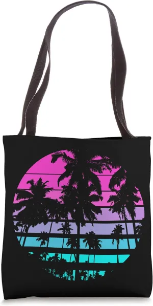 Retro Eighties 80s & 90s Beach Style design with palm trees Tote Bag