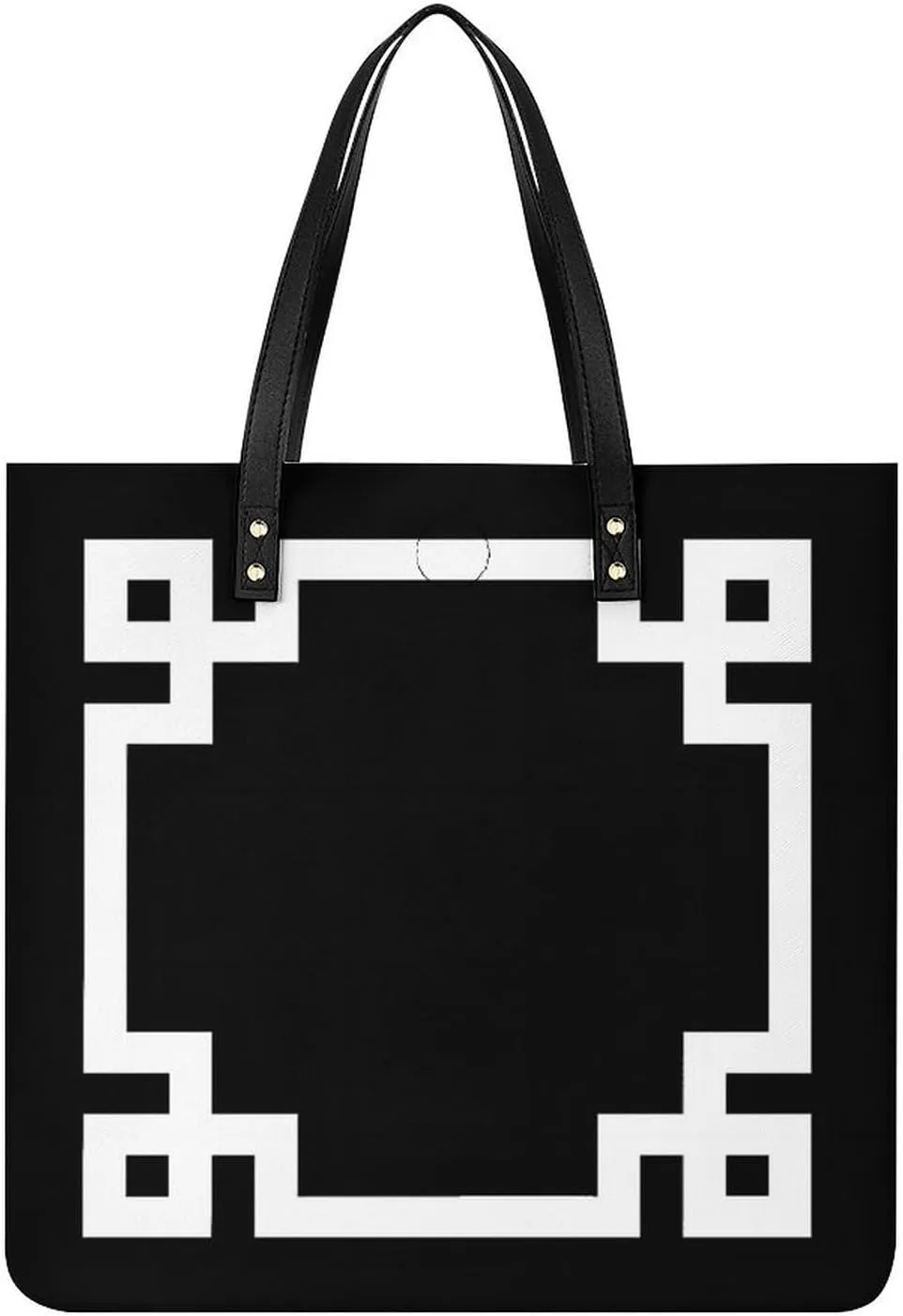 Retro Gold Geometric Greek Key Women Tote Bags Top Handle Satchel Handbags PU Faux Leather Tassel Shoulder Purse