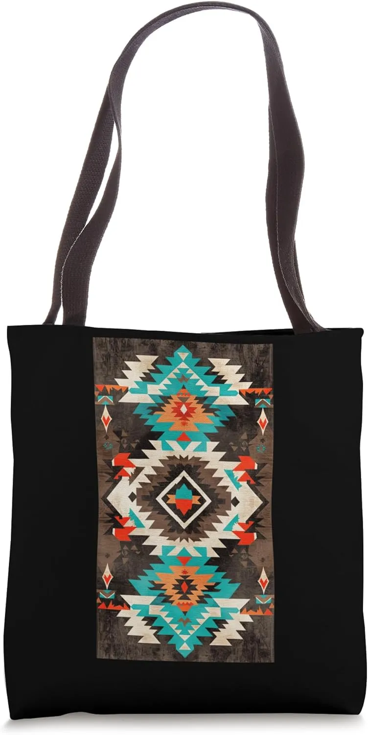 Retro-inspired Aztec Geometric Abstract Vintage Tote Bag