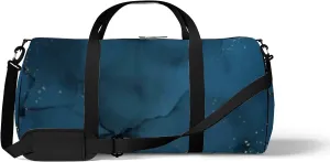 Retro Navy Blue Style With Golden Glitter Sports Bag Tote Bag Waterproof Gym Bag with Shoulder Strap Zipper 2 Side Pockets for Men and Women, Travel and Storage Shoulder Bag.
