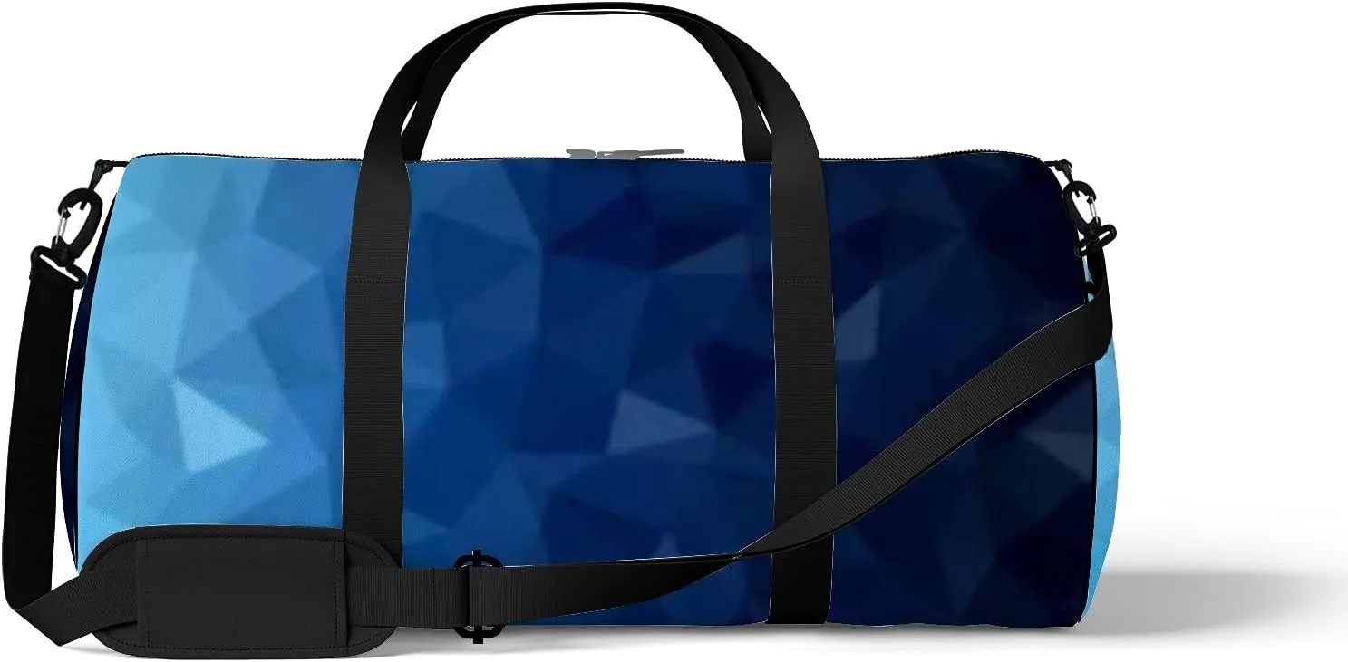 Retro Oriental Navy Blue Shining Triangular Template Sports Bag Tote Bag Waterproof Gym Bag with Shoulder Strap Zipper 2 Side Pockets for Men and Women, Travel and Storage Shoulder Bag.