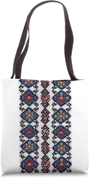 Retro Ukraine Vyshyvanka Style Vintage 30s Geometric Pattern Tote Bag