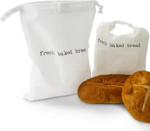 Reusable Bread Bags for Homemade Bread - 2-Pack | 13"W x 18"H Reusable Plastic Food Storage Bag w/Food Grade Liner, Metal Zipper & Buckle | Freezer Safe, Machine Washable Sourdough Storage
