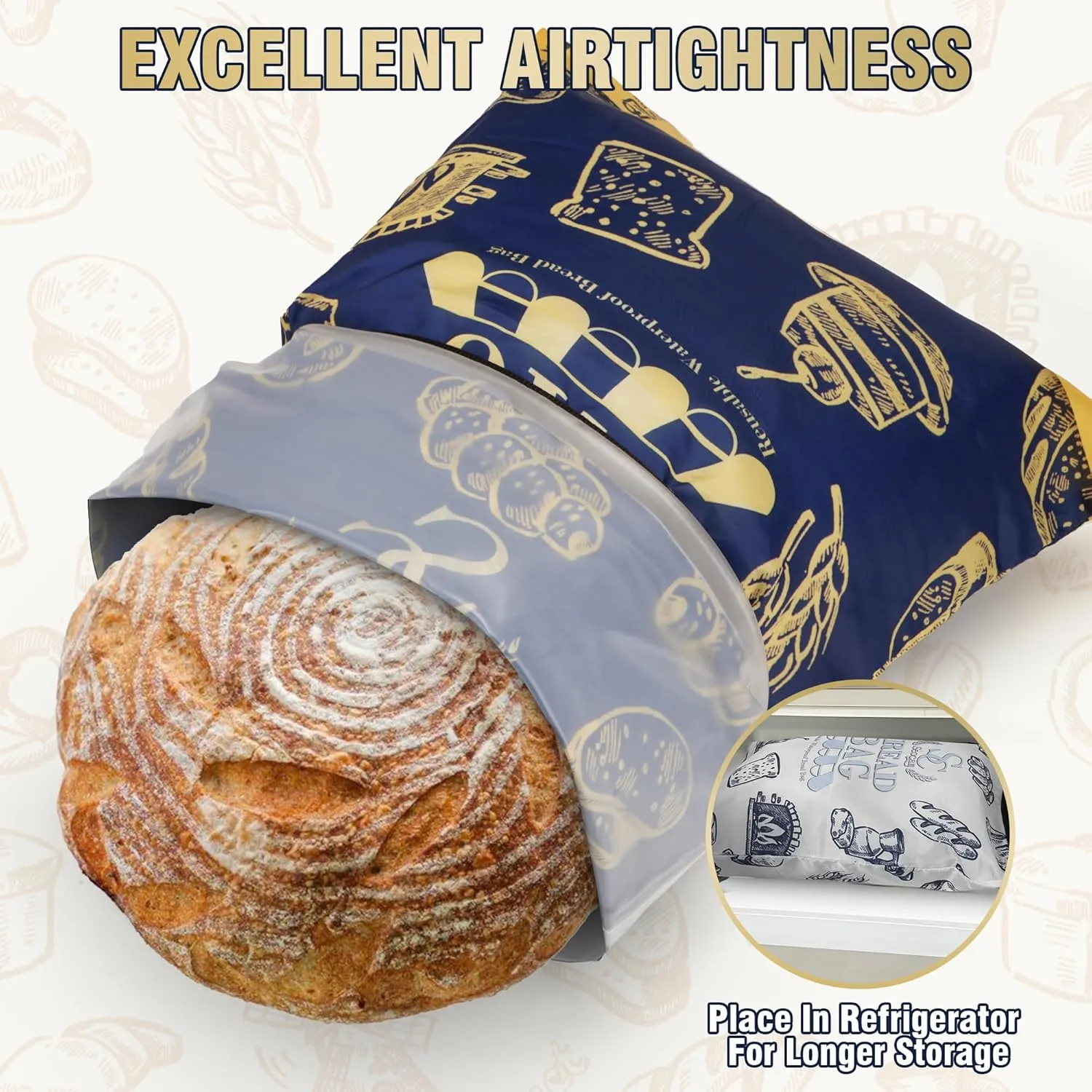 Reusable Bread Bags for Homemade Sourdough, Food Grade TPU Bags to Preserve Flavor and Keep Fresh, 2 Pack