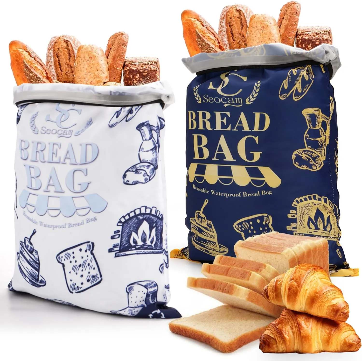 Reusable Bread Bags for Homemade Sourdough, Food Grade TPU Bags to Preserve Flavor and Keep Fresh, 2 Pack