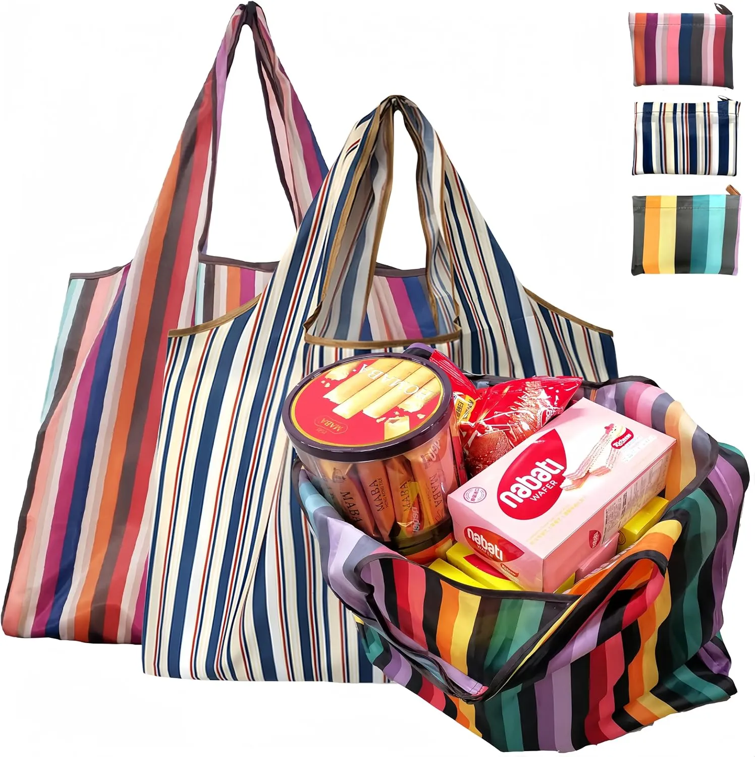 Reusable Grocery Bags 3 Pack,Reusable Shopping Bags for Groceries,Grocery Tote Bags,Reusable bags with Attached Pouch