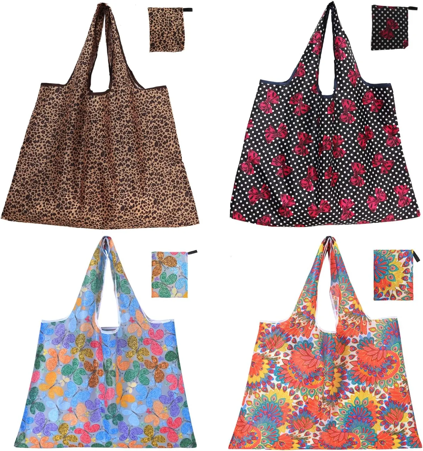 Reusable Grocery Bags For Shopping Packable Large Tote Bag Foldable Bulk Washable with Handles 2-4-6-8 Pack Groceries Bags