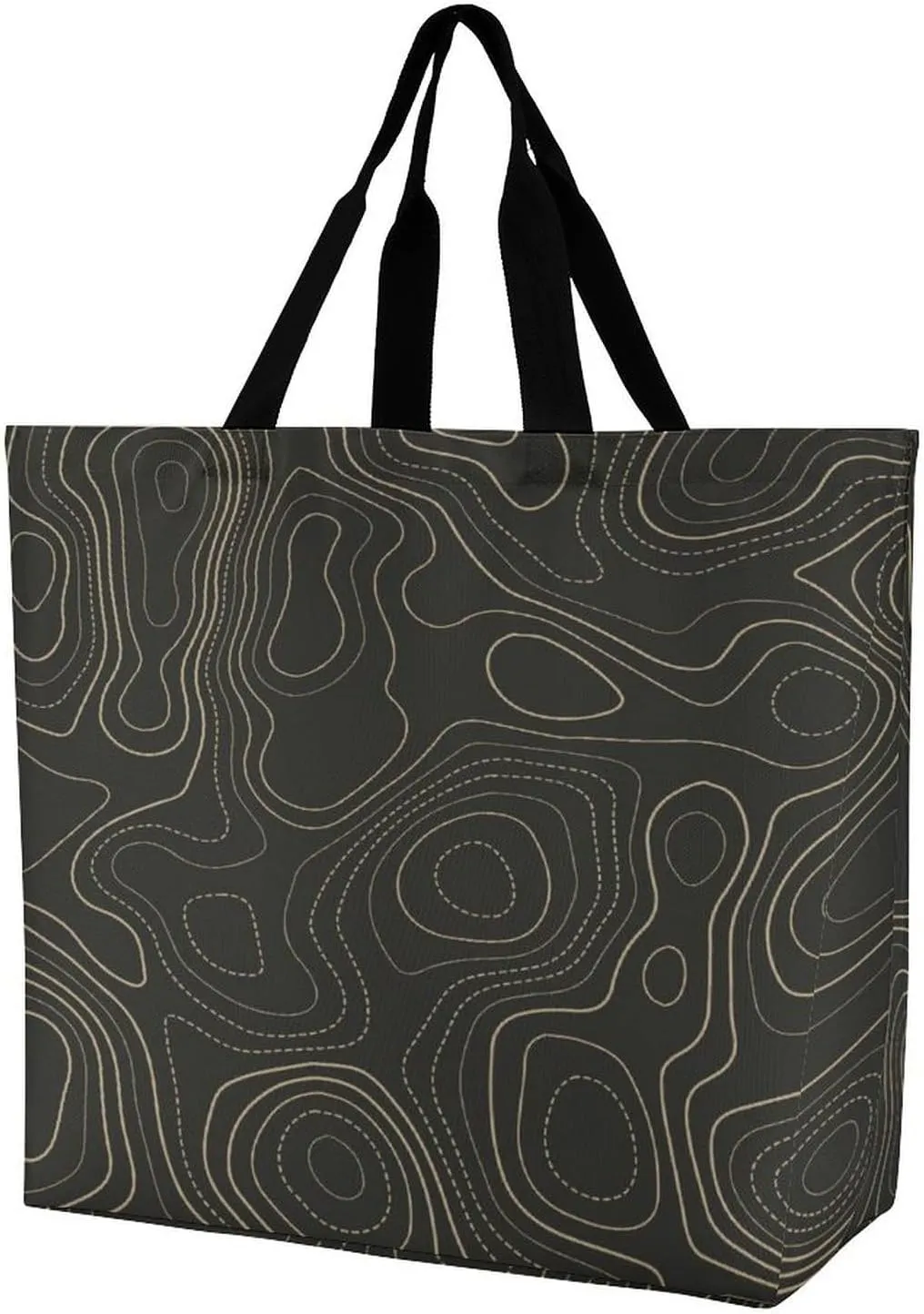 Reusable Grocery Bags, Reusable Shopping Bags Foldable with Handles Grocery Tote Bag Heavy Duty for Groceries Geography Printed